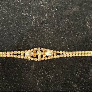 6” Rhinestone an Faux Pearl Bracelet